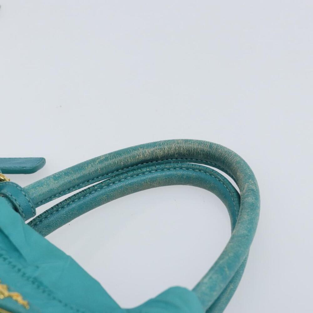 PRADA Hand Bag Nylon Light Blue Gold Auth ka1374 - Picture 8 of 16